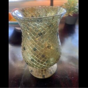 Vintage MOSAIC HURRICANE GLASS CANDLE HOLDER Made in India